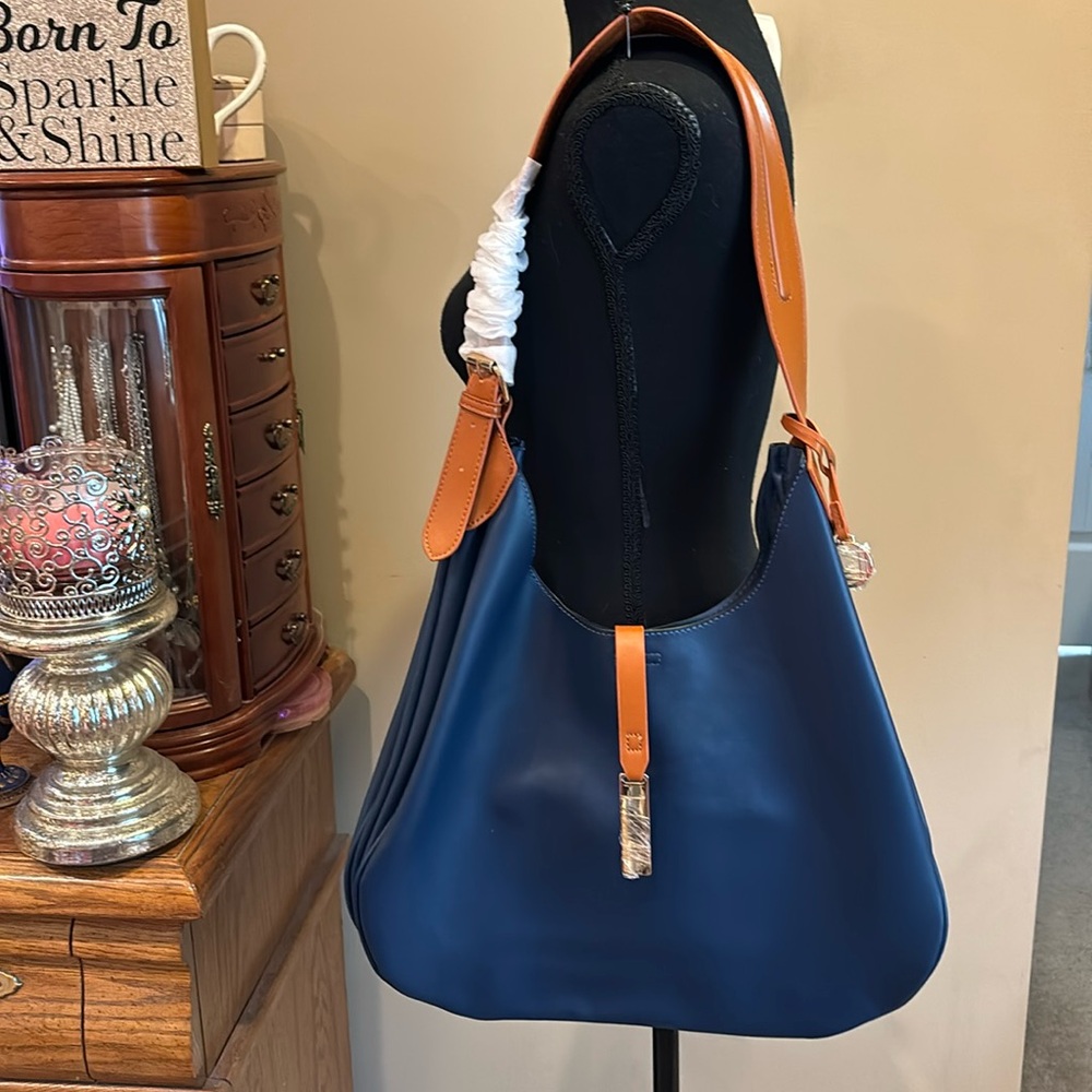 Navy And Tan Boutique Shoulder Bag/NWOT